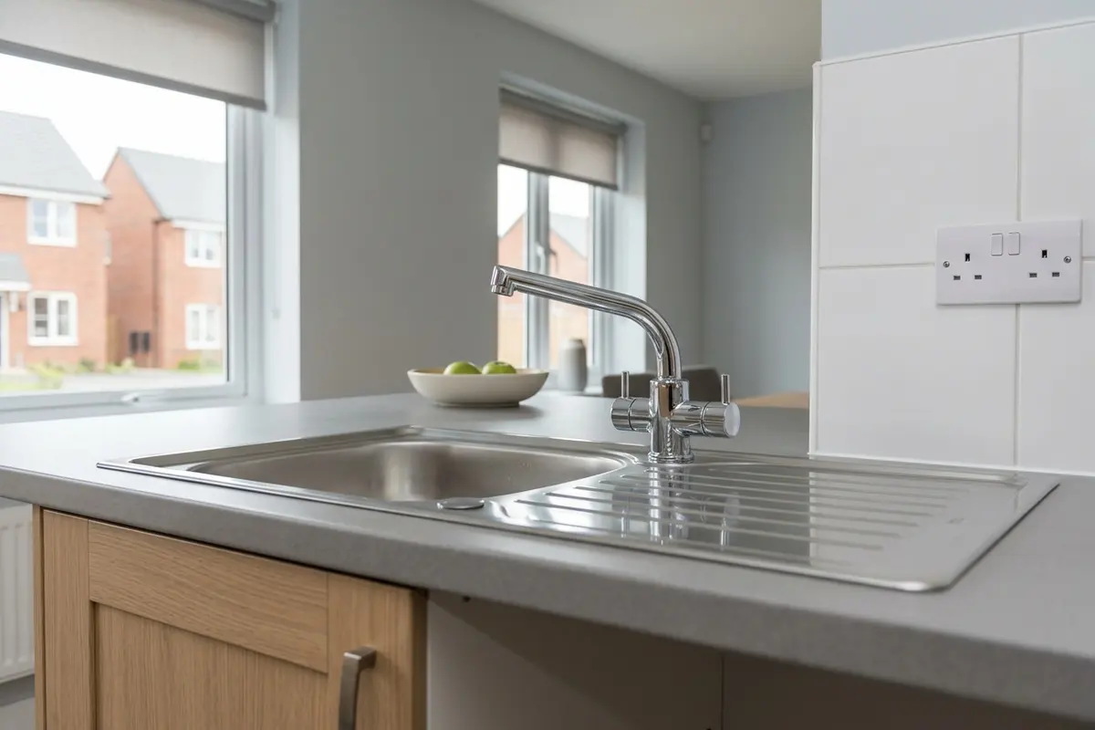 Illustration of new plumbing pipework and taps