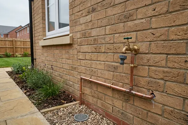 Illustration of new plumbing pipework and taps