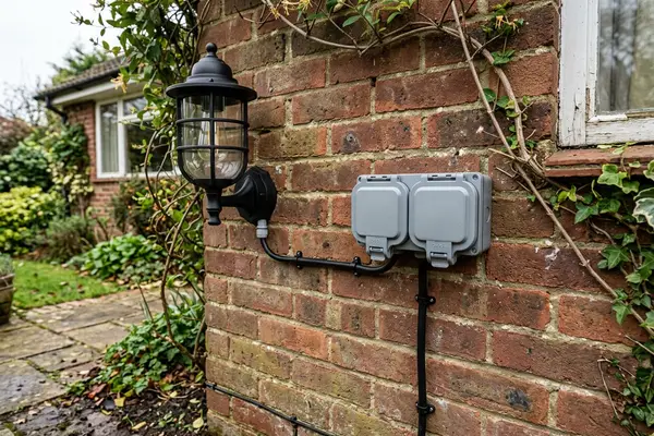 Illustration of new electrical fittings in a home