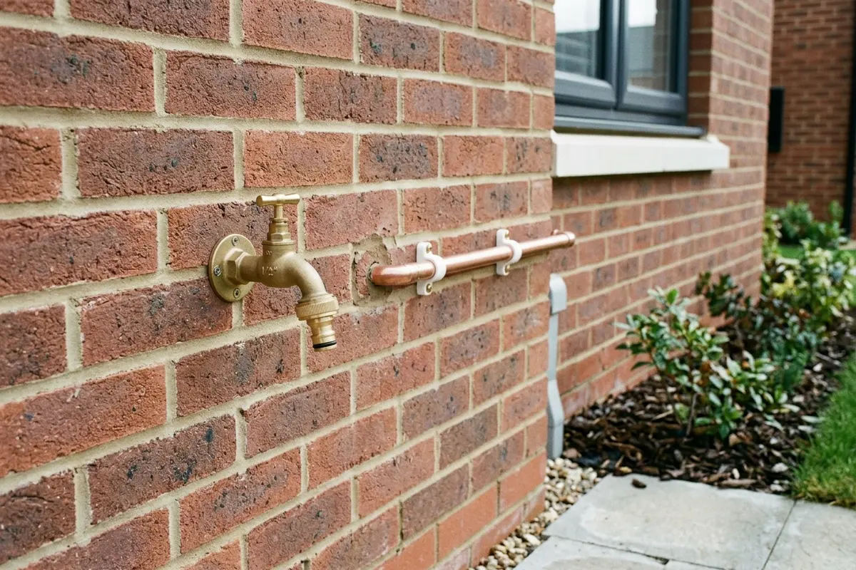 Illustration of new plumbing pipework and taps