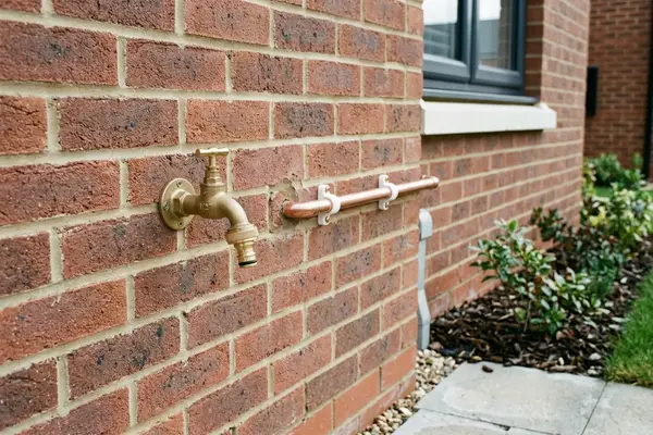Illustration of new plumbing pipework and taps