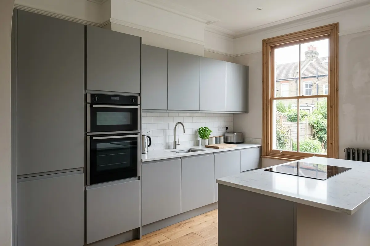 Illustration of a newly fitted kitchen