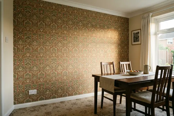 Illustration of newly hung wallpaper