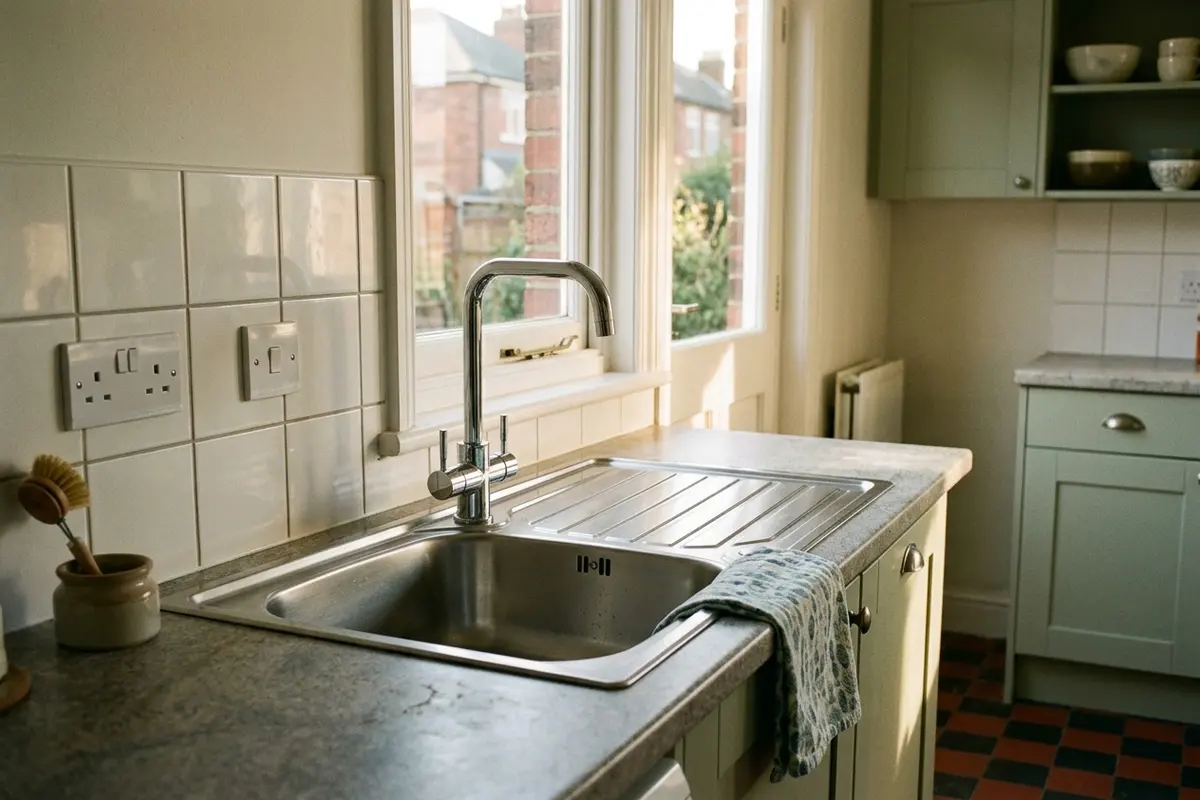 Illustration of new plumbing pipework and taps