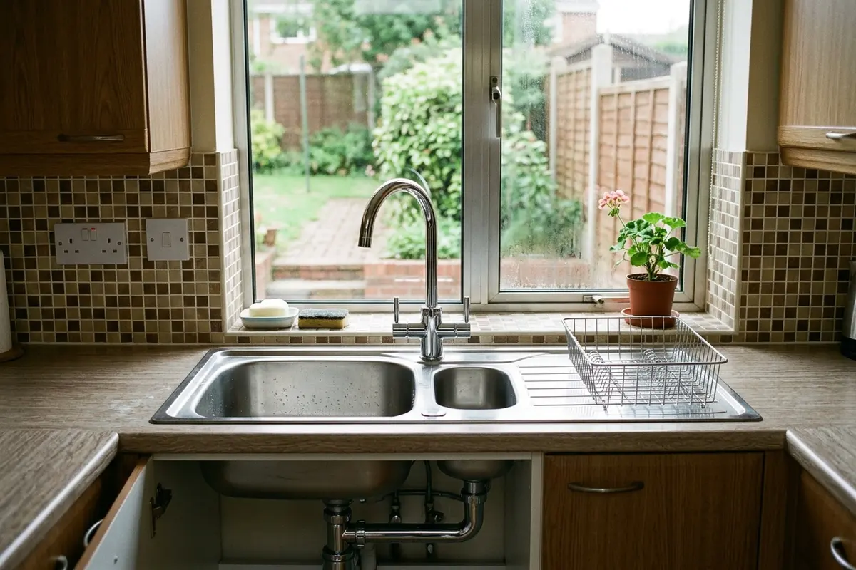 Illustration of new plumbing pipework and taps