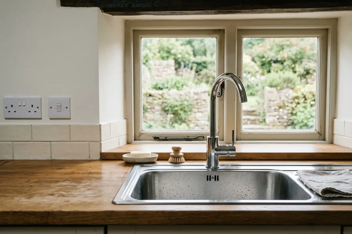 Illustration of new plumbing pipework and taps