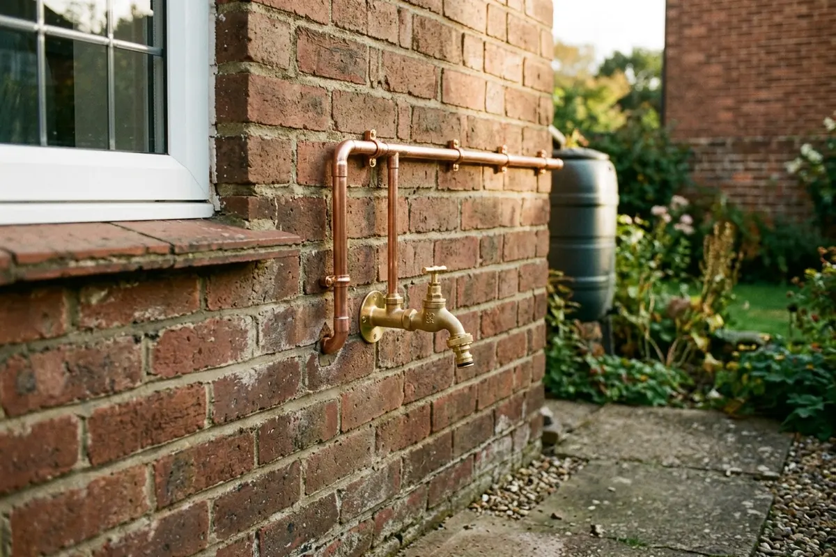 Illustration of new plumbing pipework and taps